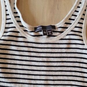 Vince Black and Cream Striped Tank